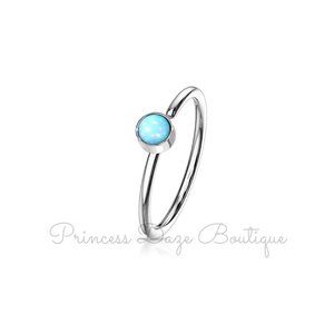 Blue Illuminating Stone Bendable Hoop Nose Septum Ring‎